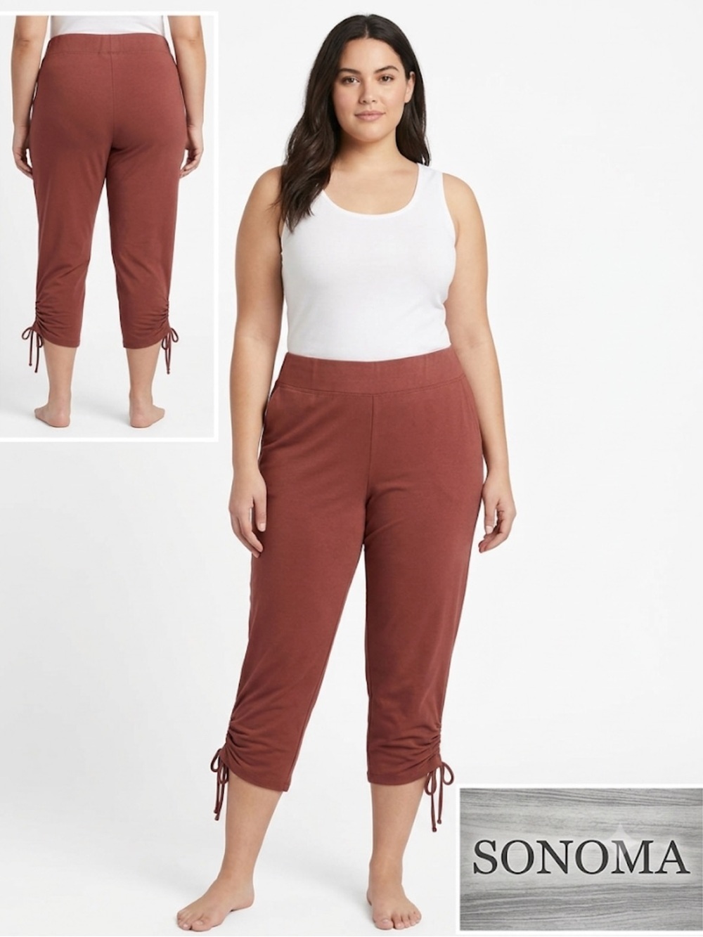 Sonoma Dark Terracotta Cinch Tie Leggings XL